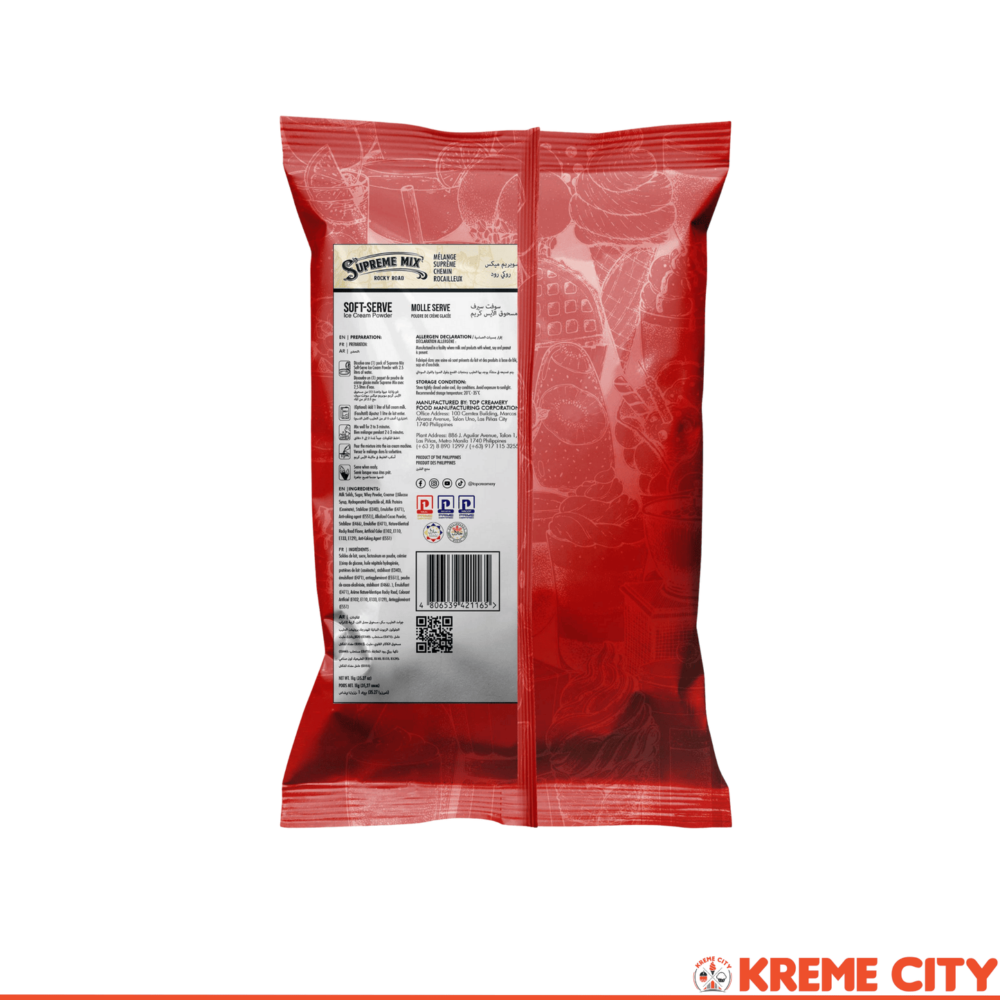 TOP Creamery Supreme Mix Rocky Road Soft Serve Ice Cream Powder Premix 1kg