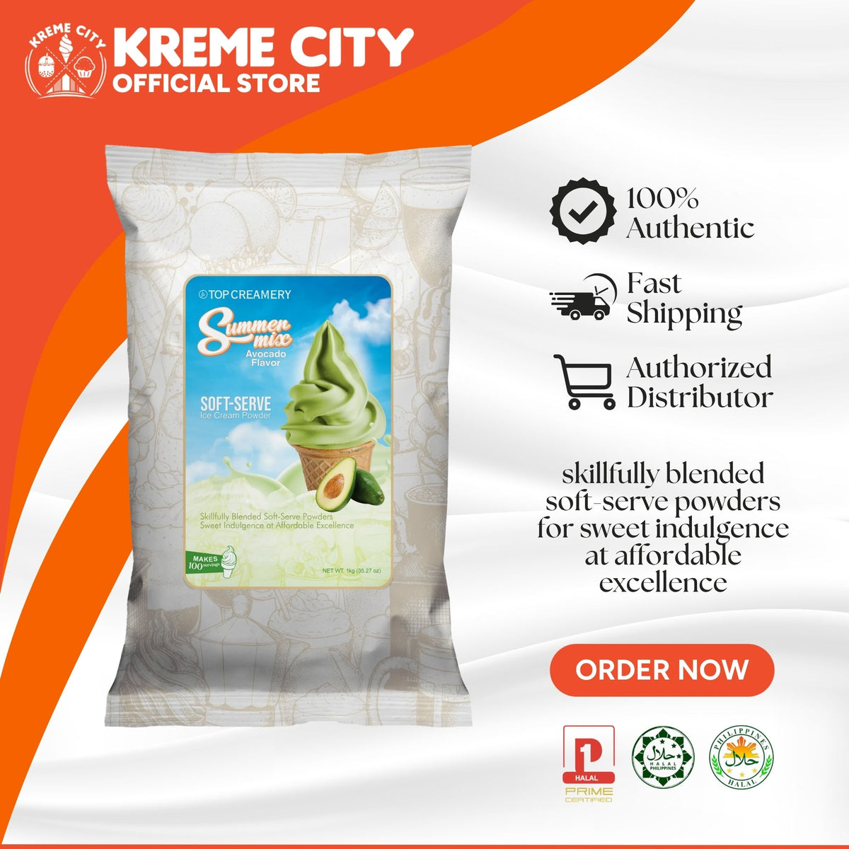 TOP Creamery Summer Mix Avocado Soft Serve Ice Cream Powder Premix 1kg