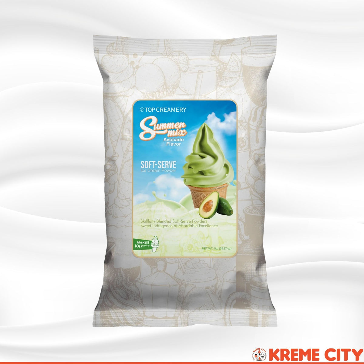 TOP Creamery Summer Mix Avocado Soft Serve Ice Cream Powder Premix 1kg