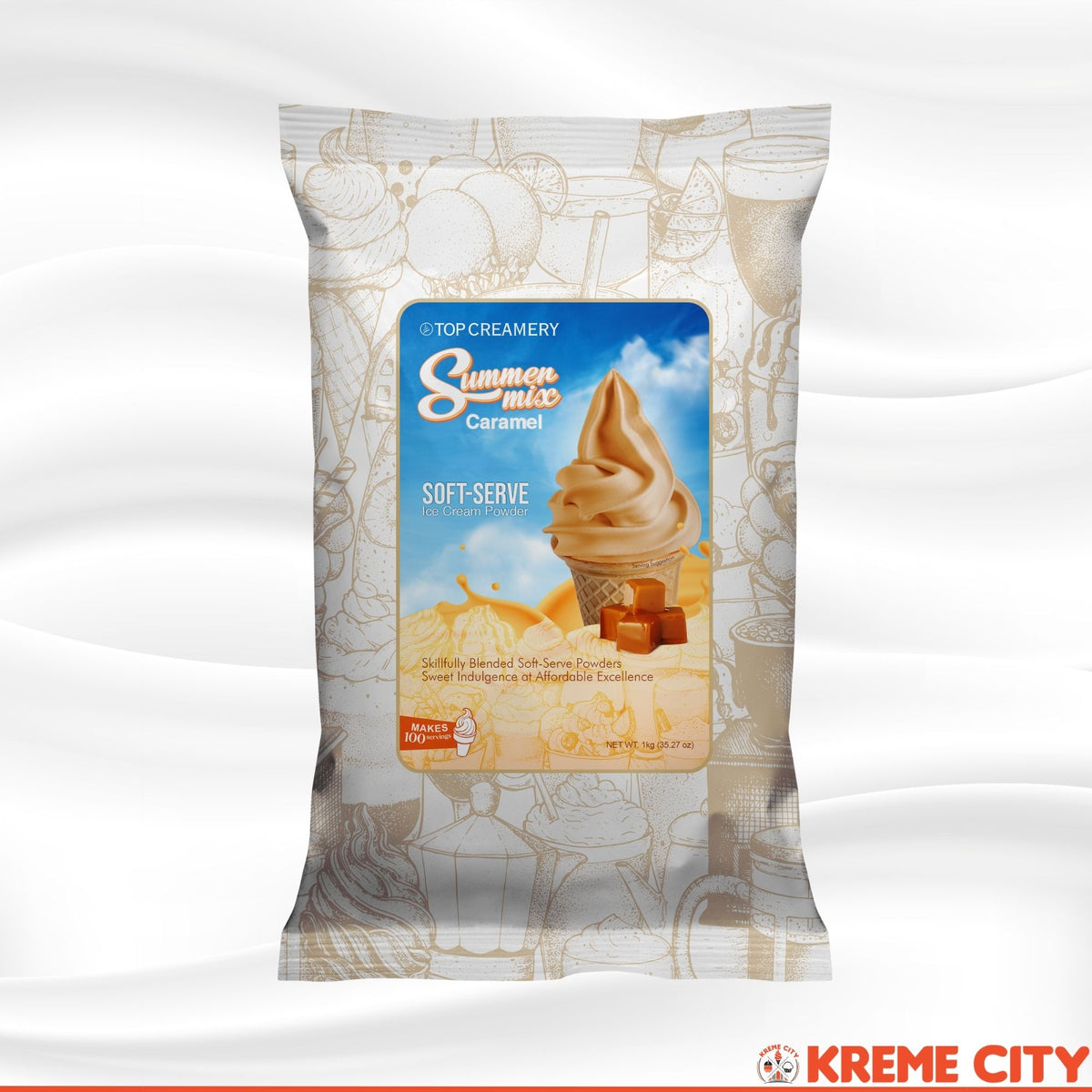 TOP Creamery Summer Mix Caramel Soft Serve Ice Cream Powder Premix 1kg