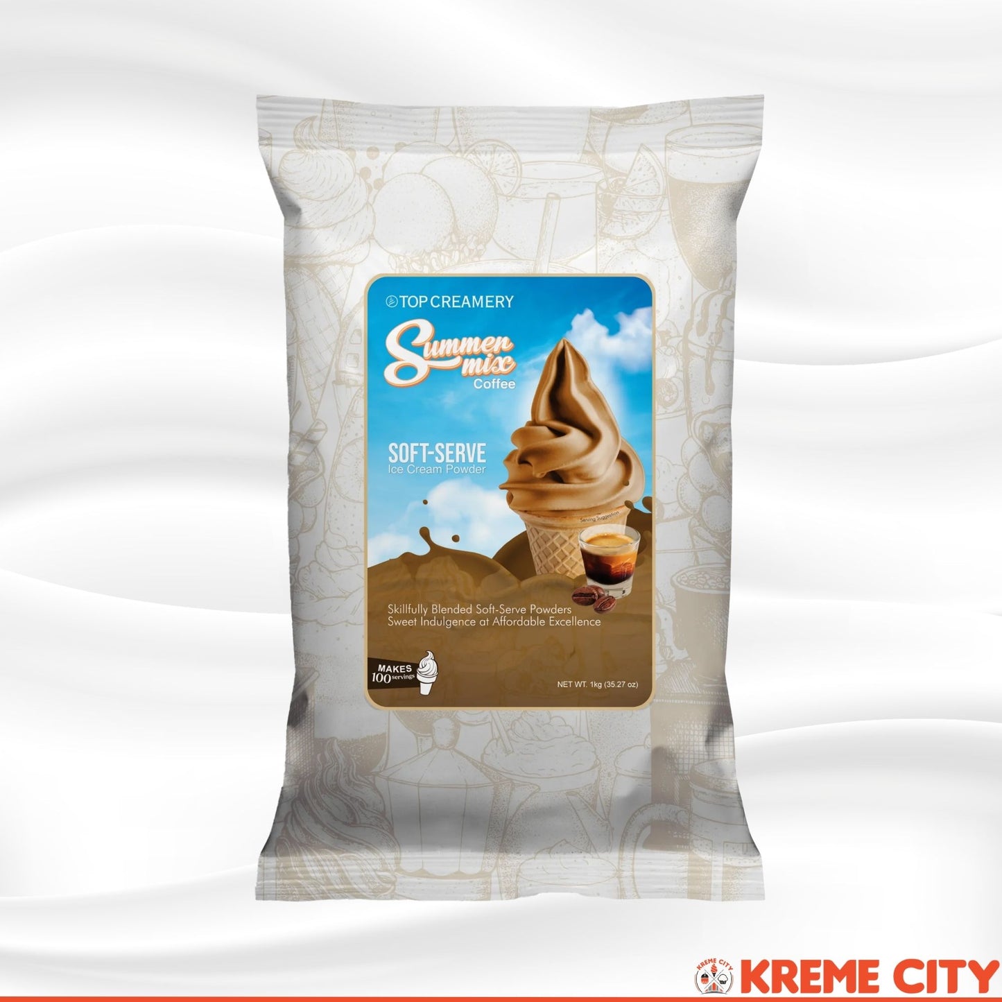 TOP Creamery Summer Mix Coffee Soft Serve Ice Cream Powder Premix 1kg