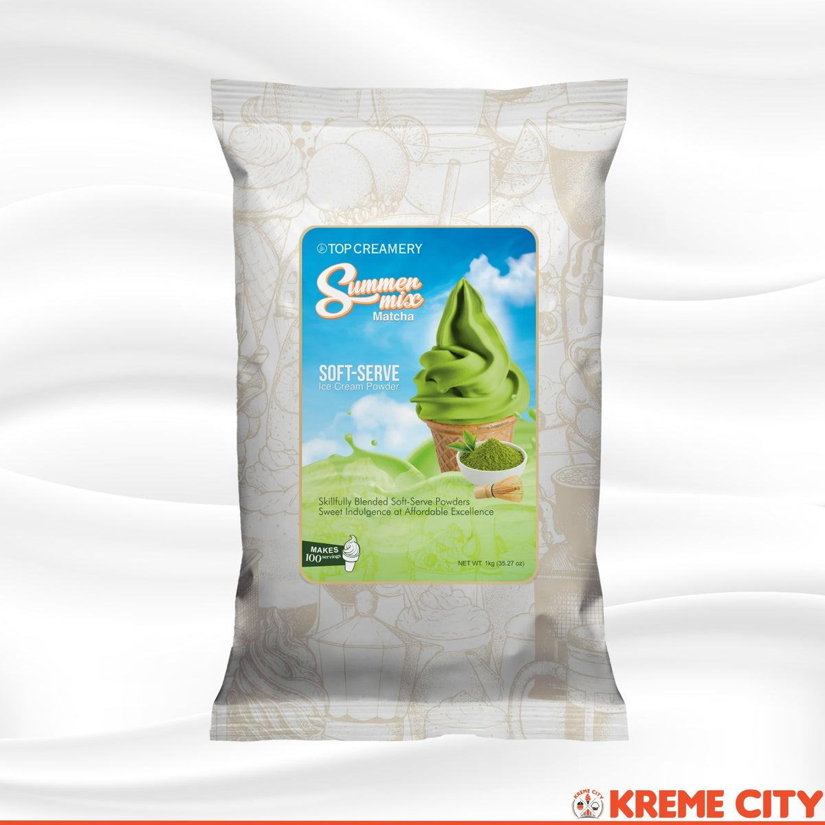 TOP Creamery Summer Mix Matcha Soft Serve Ice Cream Powder Premix 1kg