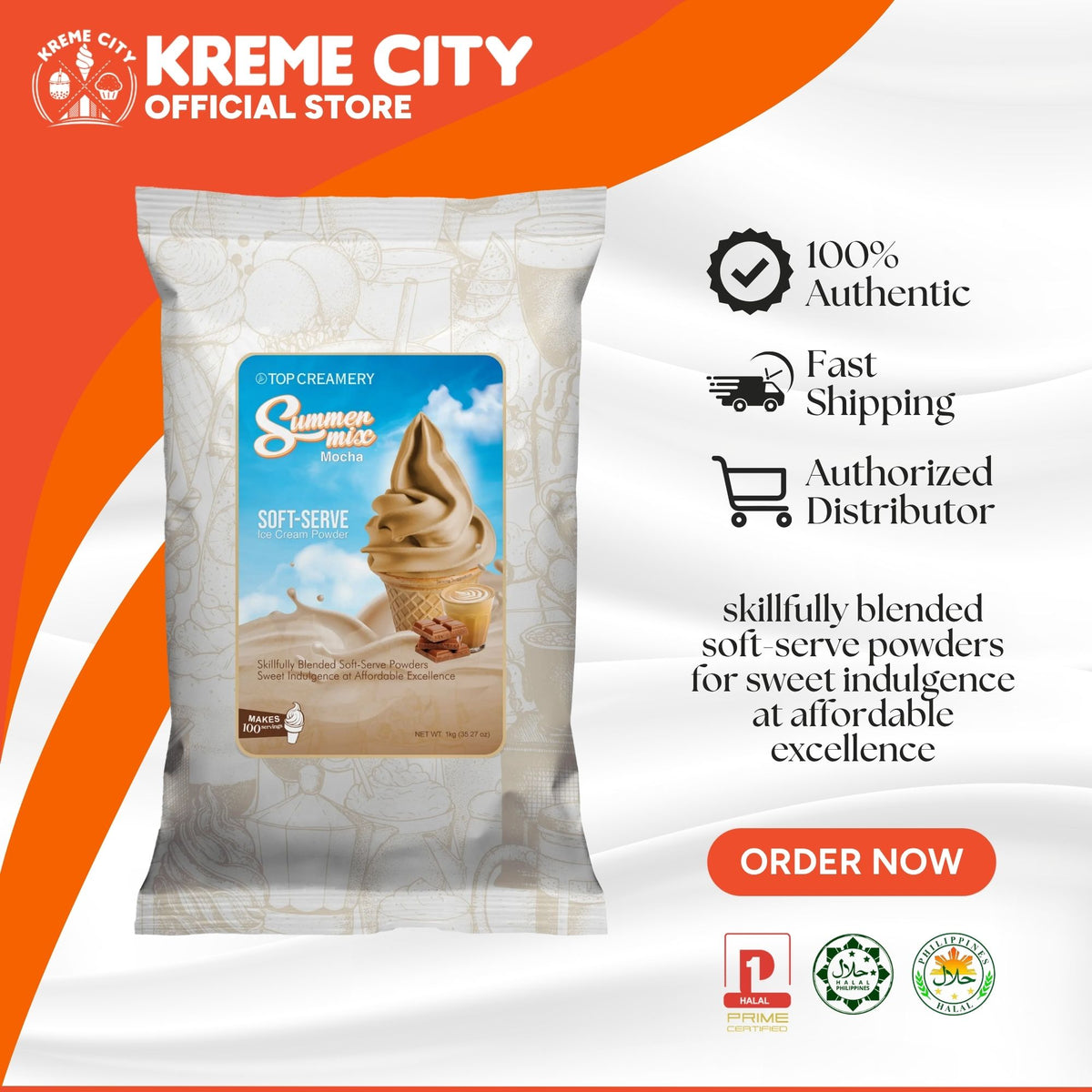 TOP Creamery Summer Mix Mocha Soft Serve Ice Cream Powder Premix 1kg