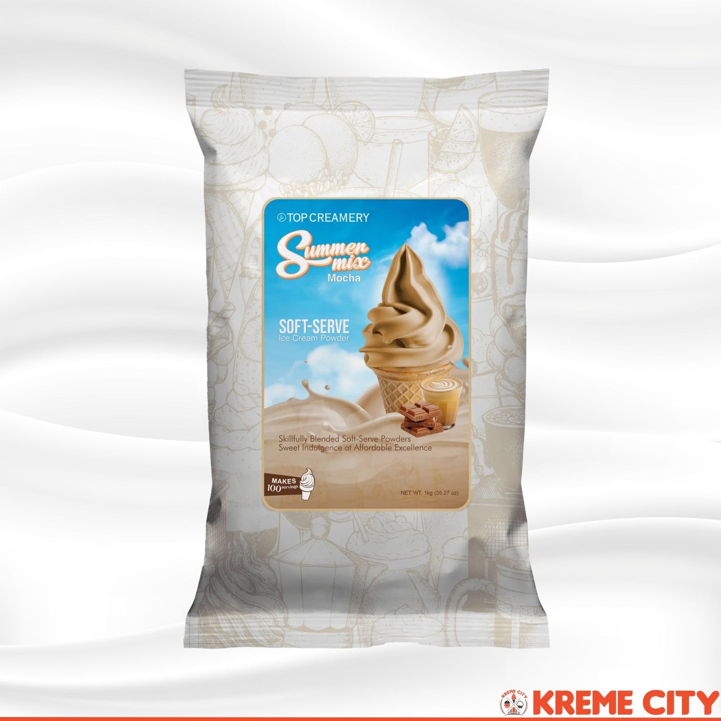 TOP Creamery Summer Mix Mocha Soft Serve Ice Cream Powder Premix 1kg