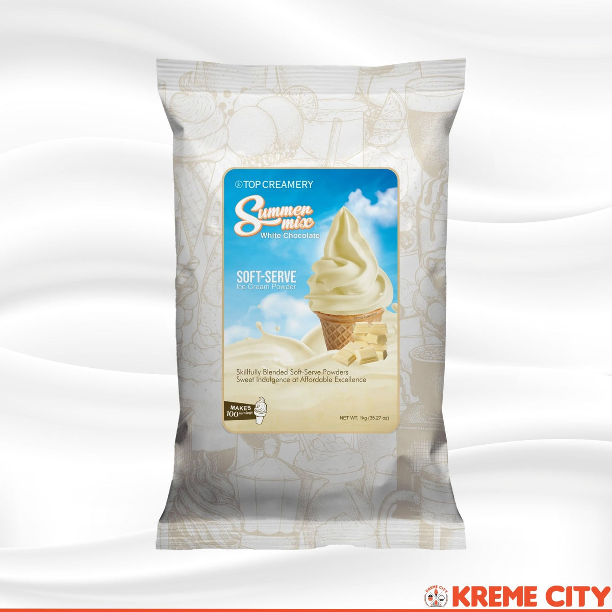 TOP Creamery Summer Mix White Chocolate Soft Serve Ice Cream Powder Premix 1kg