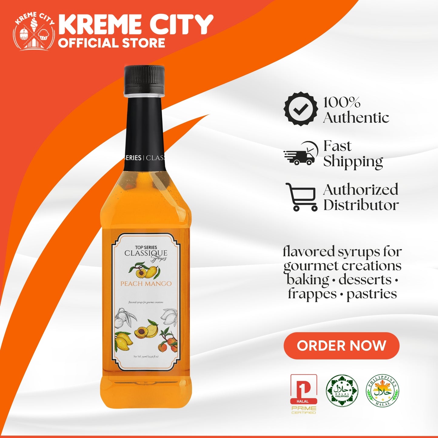 TOP Creamery TOP Series Classique Peach Mango Syrup 750ml