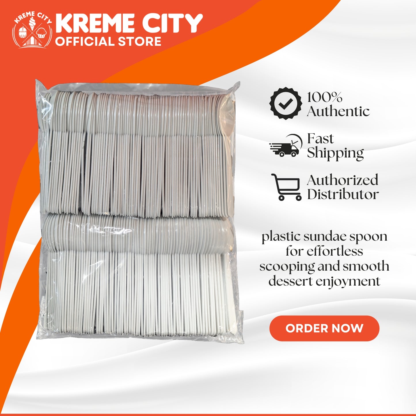 Kreme City Plastic Sundae Spoon White