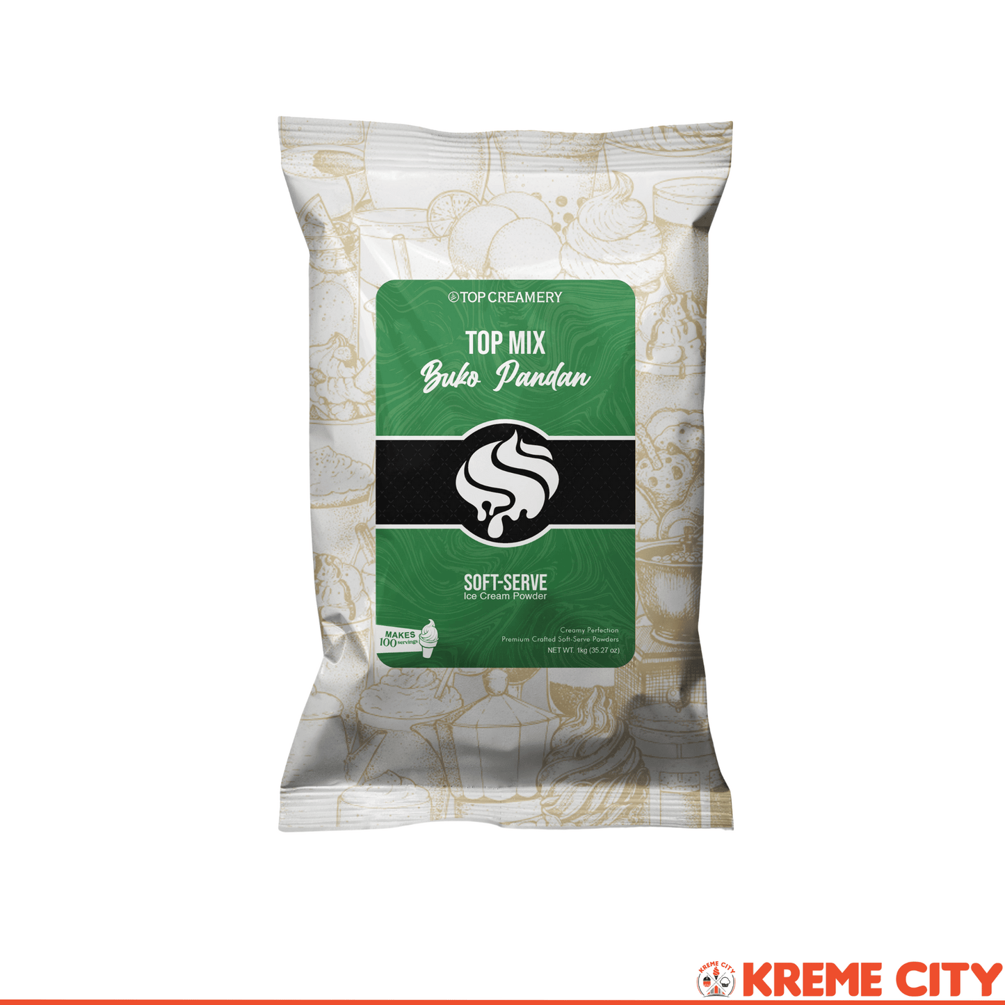 TOP Creamery Topmix Buko Pandan Soft Serve Ice Cream Powder 1kg