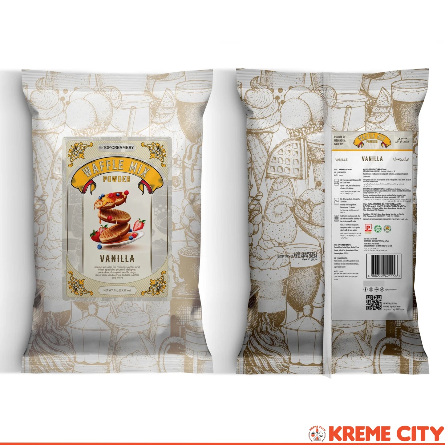 TOP Creamery Waffle Mix Powder Vanilla 1kg