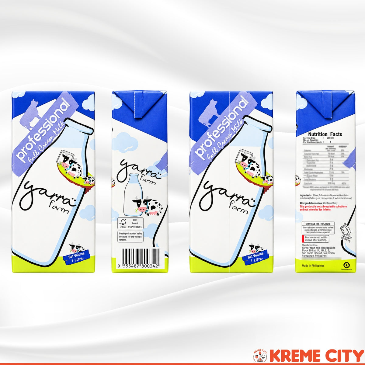 Yarra Farm Professional Full Cream Milk UHT 1L