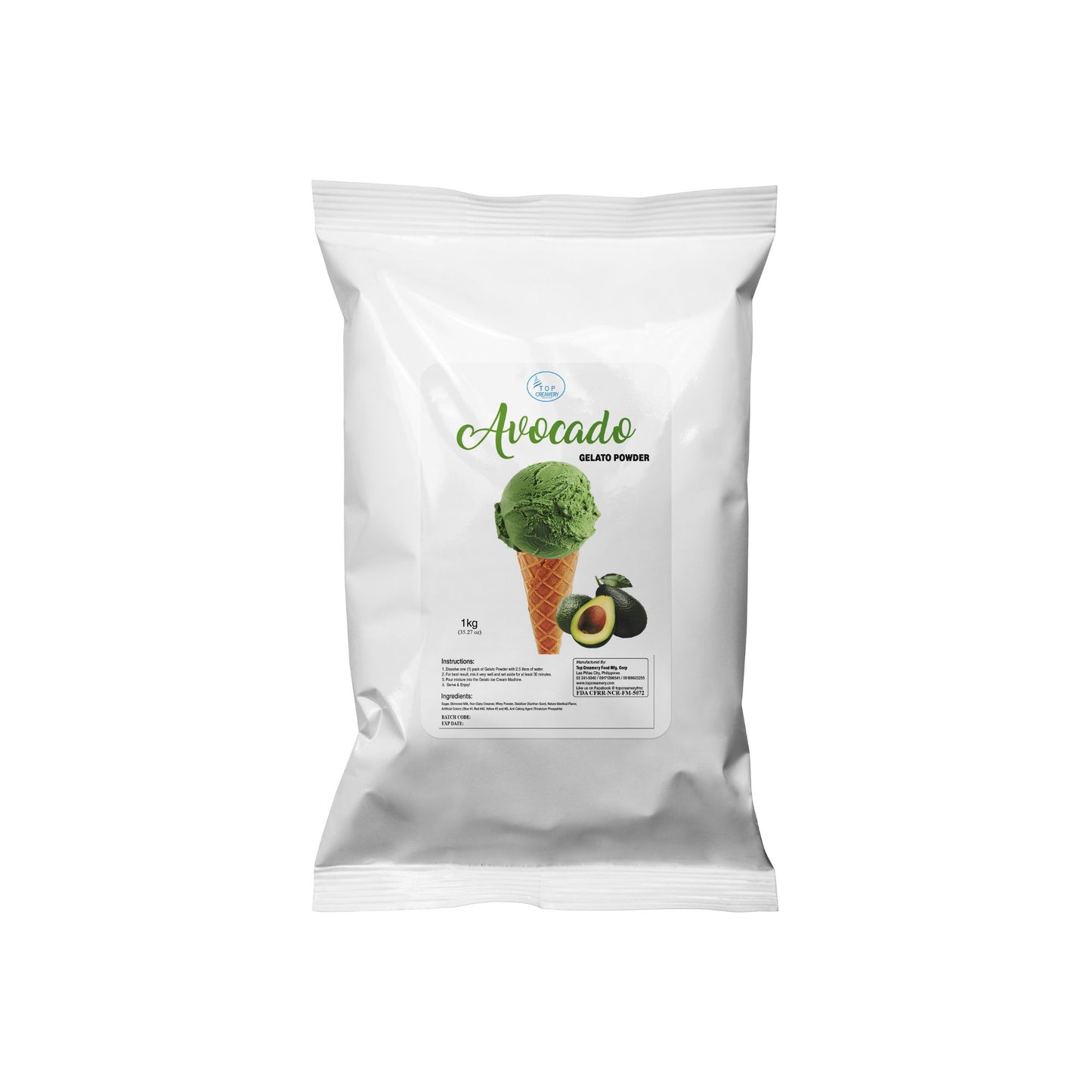 TOP Creamery Gelato Avocado Ice Cream Powder 1kg - Kreme City Supplies