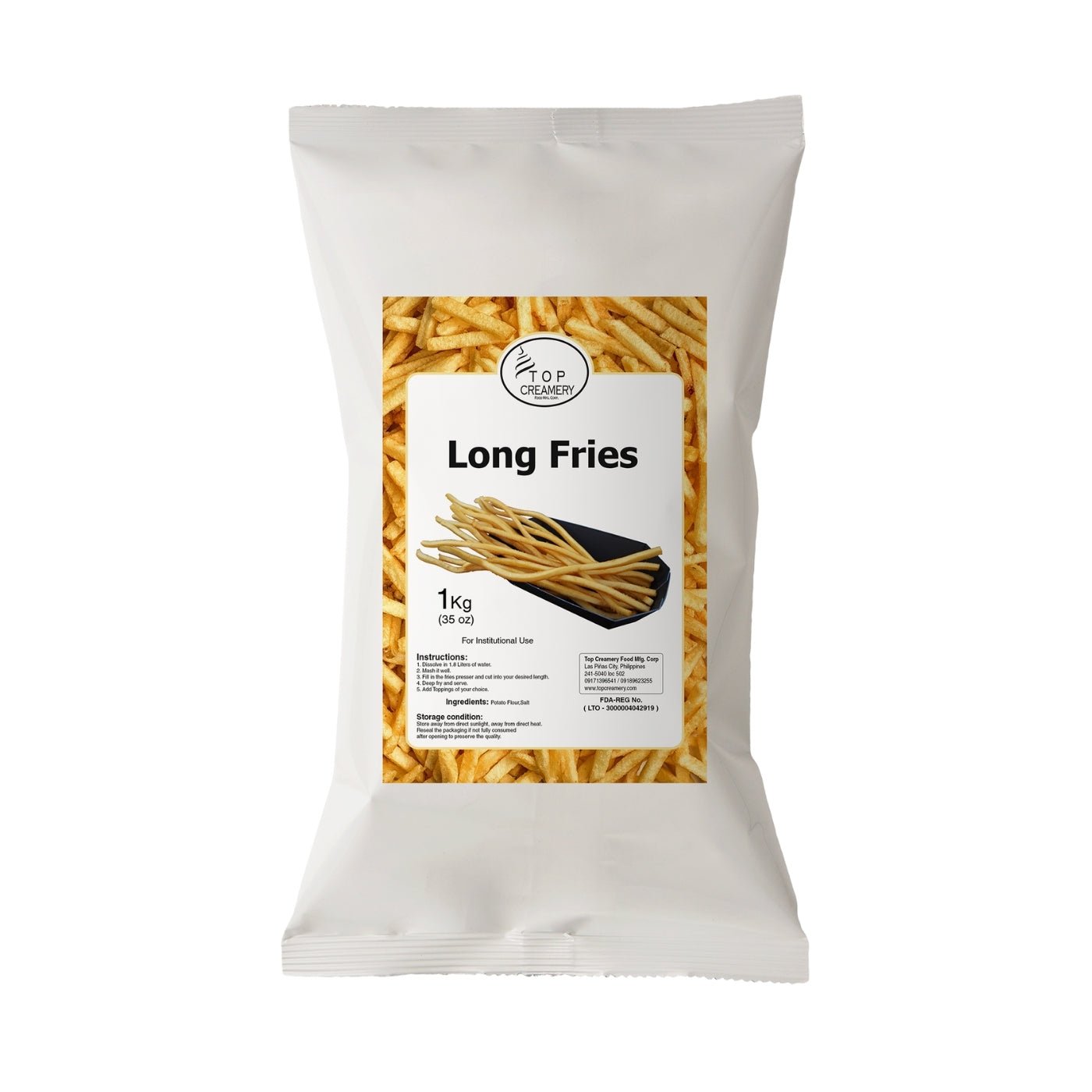 TOP Creamery Long Fries Potato Powder Mix Plain Flavor 1kg - Kreme City Supplies