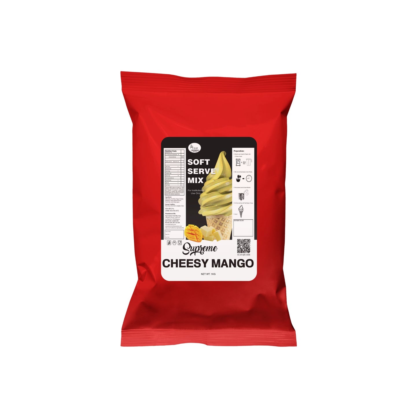 TOP Creamery Supreme Cheesy Mango Soft Serve Ice Cream Powder Premix 1kg - Kreme City Supplies