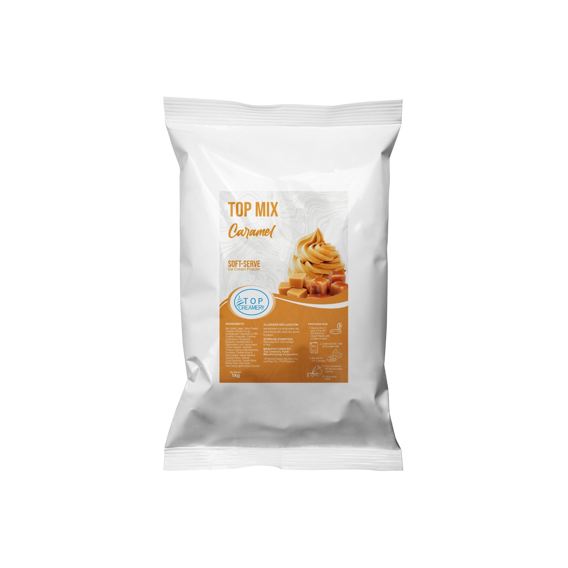 TOP Creamery Topmix Caramel Soft Serve Ice Cream Powder Premix 1kg - Kreme City Supplies