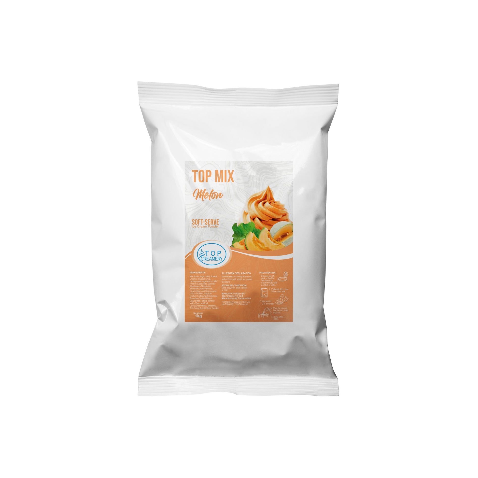 TOP Creamery Topmix Melon Soft Serve Ice Cream Powder Premix 1kg - Kreme City Supplies